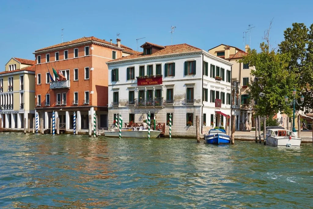 Historic waterfront building overlooking the Grand Canal – Hotel Canal Grande, Venice