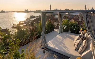 Rooftop terrace with lagoon view at Hotel Gabrielli Venice