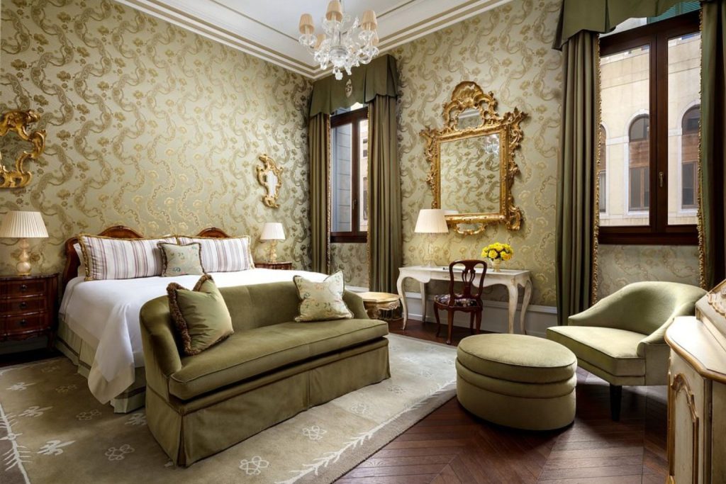 Elegant luxury bedroom at The Gritti Palace Venice